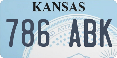 KS license plate 786ABK