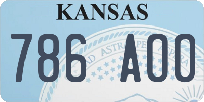 KS license plate 786AOO