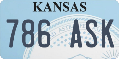 KS license plate 786ASK