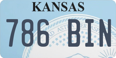 KS license plate 786BIN