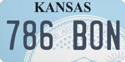 KS license plate 786BON