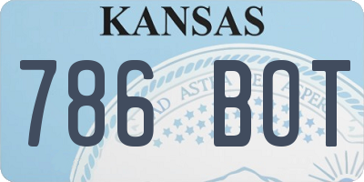 KS license plate 786BOT