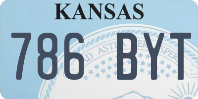 KS license plate 786BYT