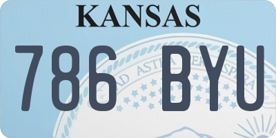 KS license plate 786BYU