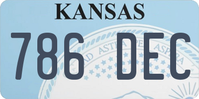 KS license plate 786DEC