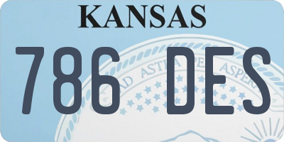 KS license plate 786DES
