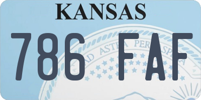 KS license plate 786FAF