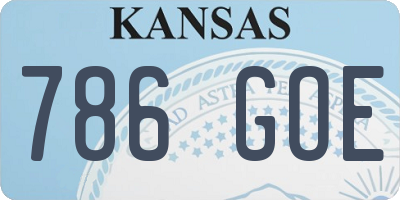 KS license plate 786GOE
