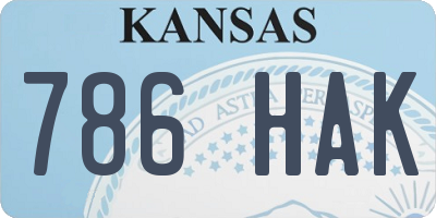 KS license plate 786HAK