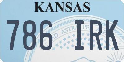 KS license plate 786IRK