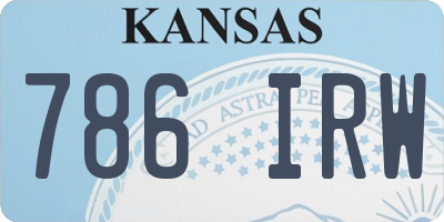 KS license plate 786IRW