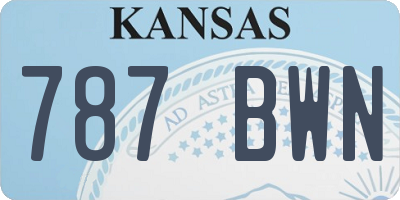 KS license plate 787BWN