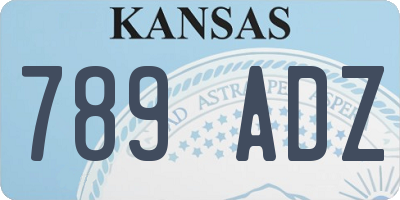 KS license plate 789ADZ