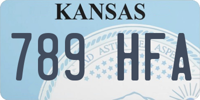 KS license plate 789HFA