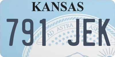 KS license plate 791JEK