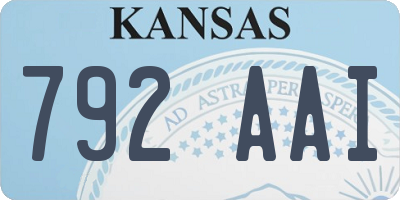 KS license plate 792AAI