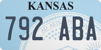 KS license plate 792ABA