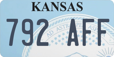KS license plate 792AFF