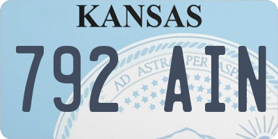 KS license plate 792AIN
