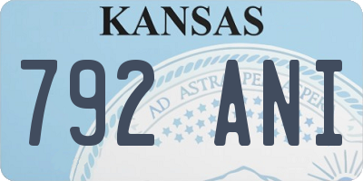 KS license plate 792ANI