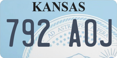 KS license plate 792AOJ