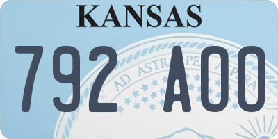 KS license plate 792AOO