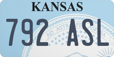 KS license plate 792ASL