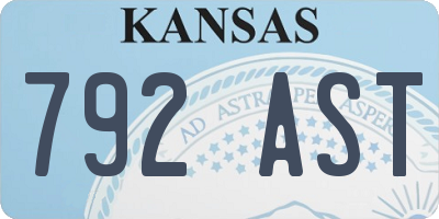 KS license plate 792AST