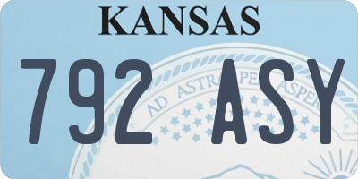 KS license plate 792ASY