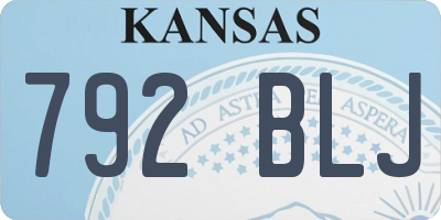 KS license plate 792BLJ