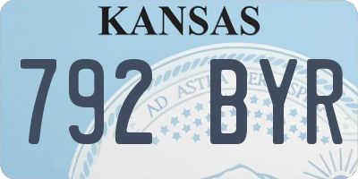KS license plate 792BYR