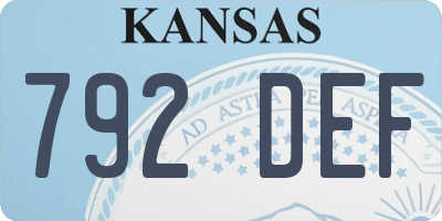 KS license plate 792DEF