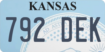 KS license plate 792DEK