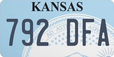 KS license plate 792DFA