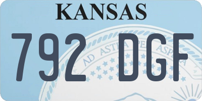 KS license plate 792DGF