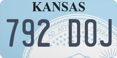 KS license plate 792DOJ