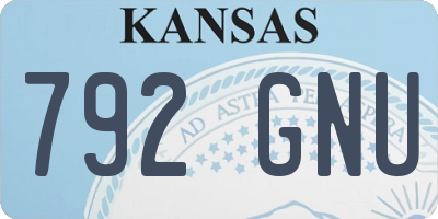 KS license plate 792GNU