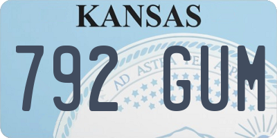 KS license plate 792GUM