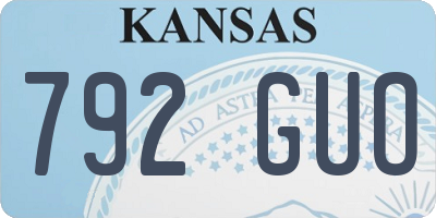 KS license plate 792GUO