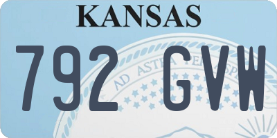 KS license plate 792GVW