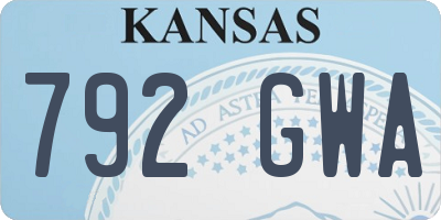 KS license plate 792GWA