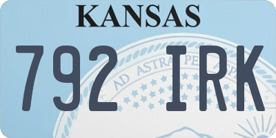 KS license plate 792IRK