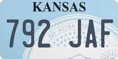 KS license plate 792JAF