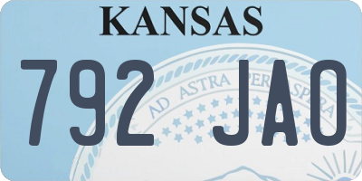 KS license plate 792JAO