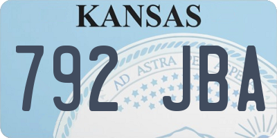 KS license plate 792JBA