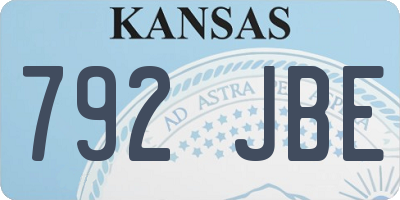 KS license plate 792JBE