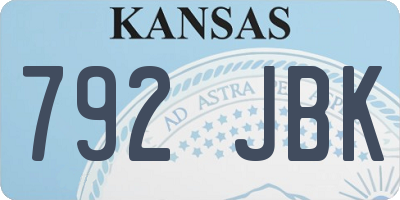 KS license plate 792JBK