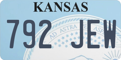 KS license plate 792JEW