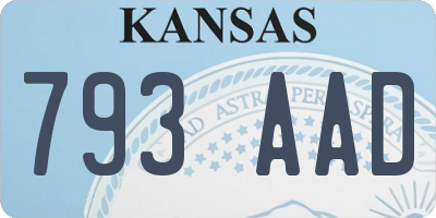 KS license plate 793AAD