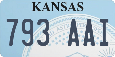 KS license plate 793AAI